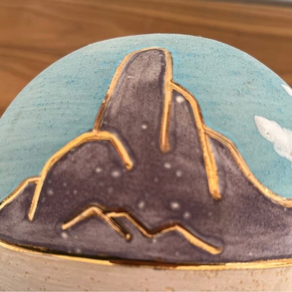 VERA RUSSELL Signed Vase Pottery Southwestern Decor Cut Out 22kt Gold Detail - Picture 6 of 13